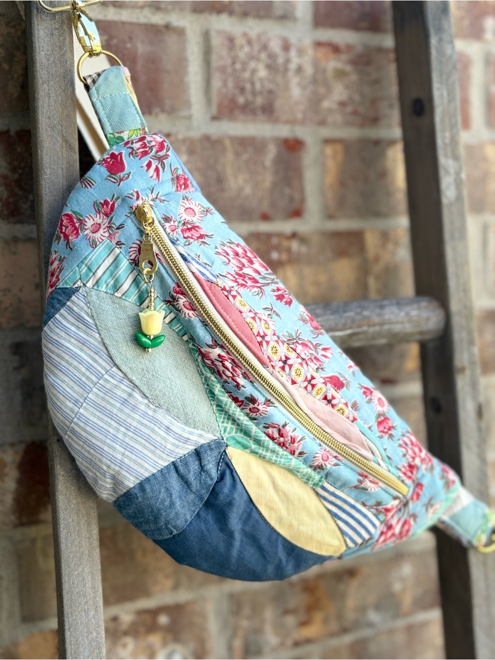 Handmade Medium-Sized Vintage Quilted Bum-Bag / Crossbody